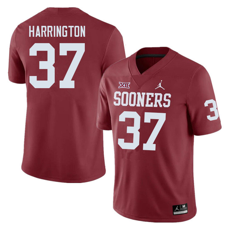 Men #37 Justin Harrington Oklahoma Sooners College Football Jerseys Sale-Crimson